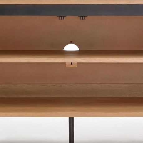 Licia TV-Möbel 4 Türen aus massivem Mangoholz und schwarz lackiertem Metall 200 x 55 cm - ZEN ZONE