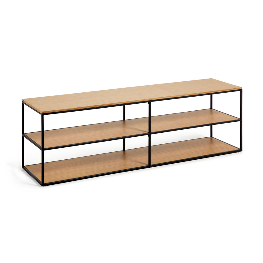 Yoana TV-Möbel aus Eichenfurnier und schwarz lackiertem Metallgestell 160 x 40 cm - ZEN ZONE Furniture