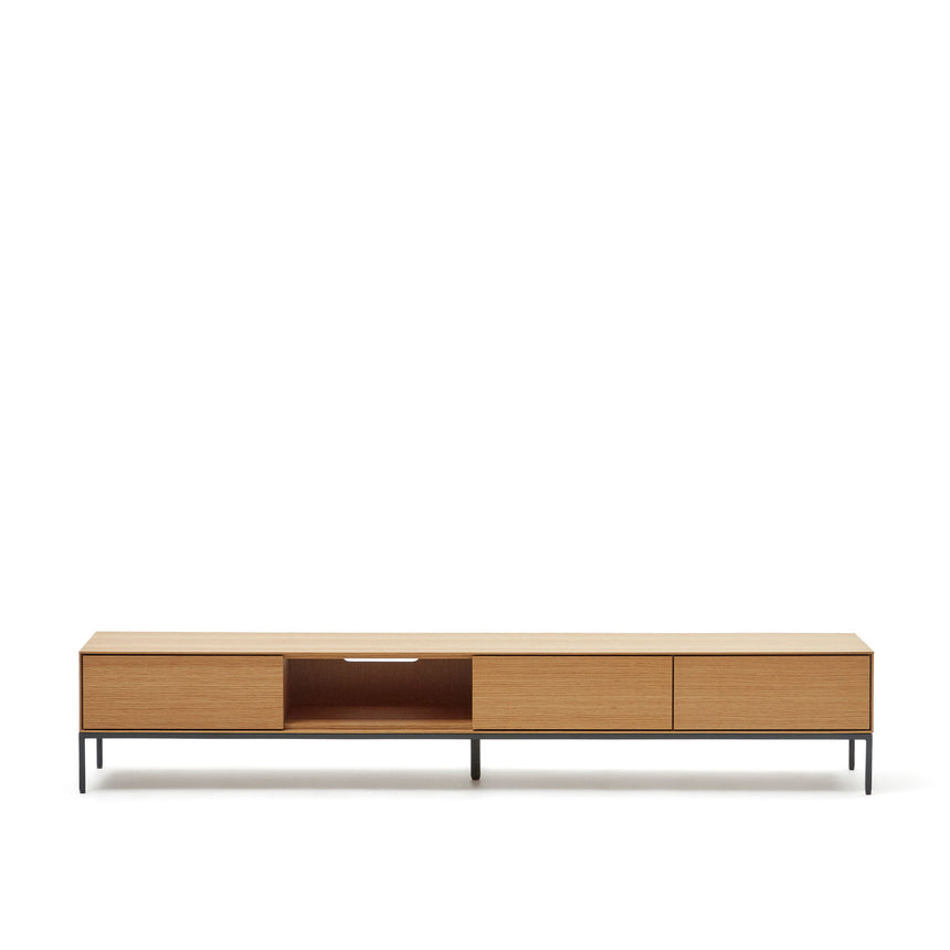 Vedrana TV-Schrank 3 Schubladen aus Eichenfurnier und Stahlbeine in Schwarz 195 x 35 cm - ZEN ZONE Furniture