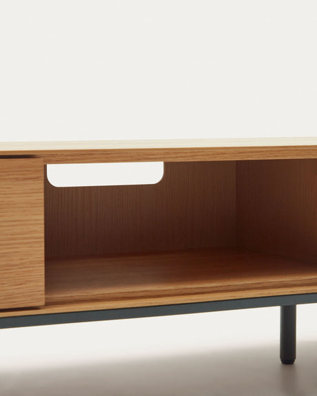Vedrana TV-Schrank 3 Schubladen aus Eichenfurnier und Stahlbeine in Schwarz 195 x 35 cm - ZEN ZONE Furniture
