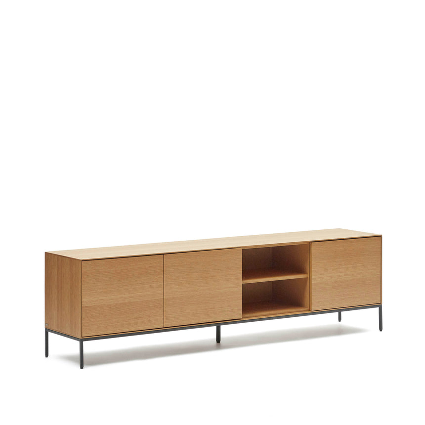 Vedrana TV-Schrank 3 Türen aus Eichenfurnier und Stahlbeine in Schwarz 195 x 55 cm - ZEN ZONE Furniture