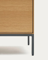 Vedrana TV-Schrank 3 Türen aus Eichenfurnier und Stahlbeine in Schwarz 195 x 55 cm - ZEN ZONE Furniture