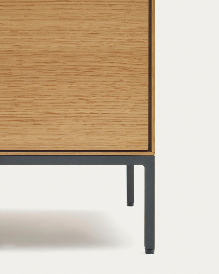 Vedrana TV-Schrank 3 Türen aus Eichenfurnier und Stahlbeine in Schwarz 195 x 55 cm - ZEN ZONE Furniture