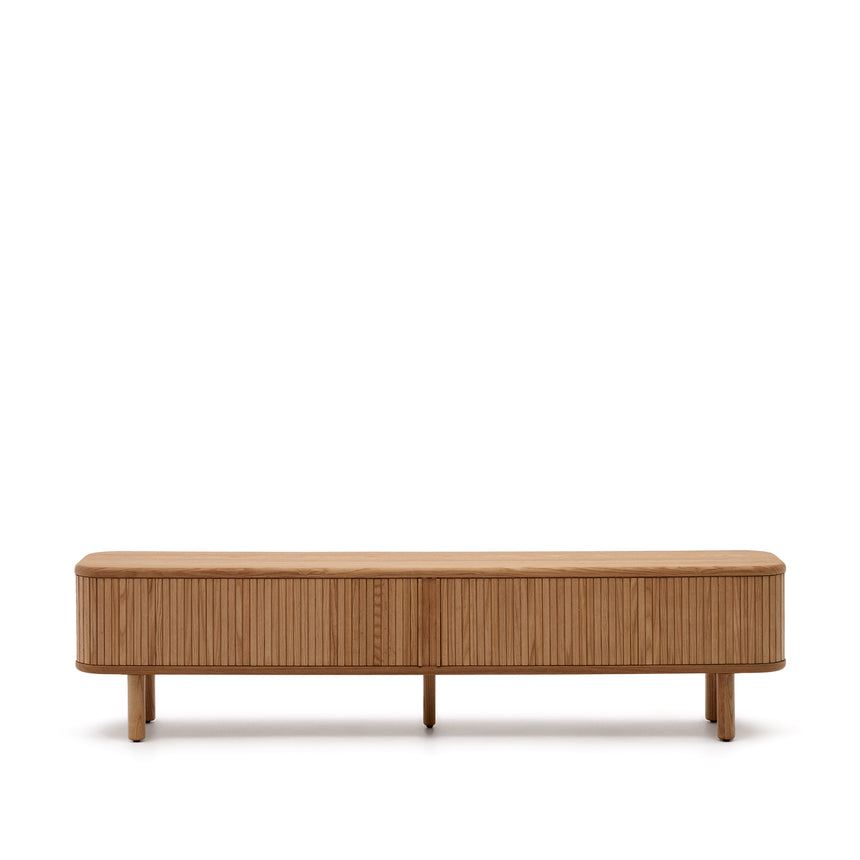 Mailen TV-Möbel 2 Türen in Eschenfurnier und natürlichem Finish 200 x 50 cm - ZEN ZONE Furniture