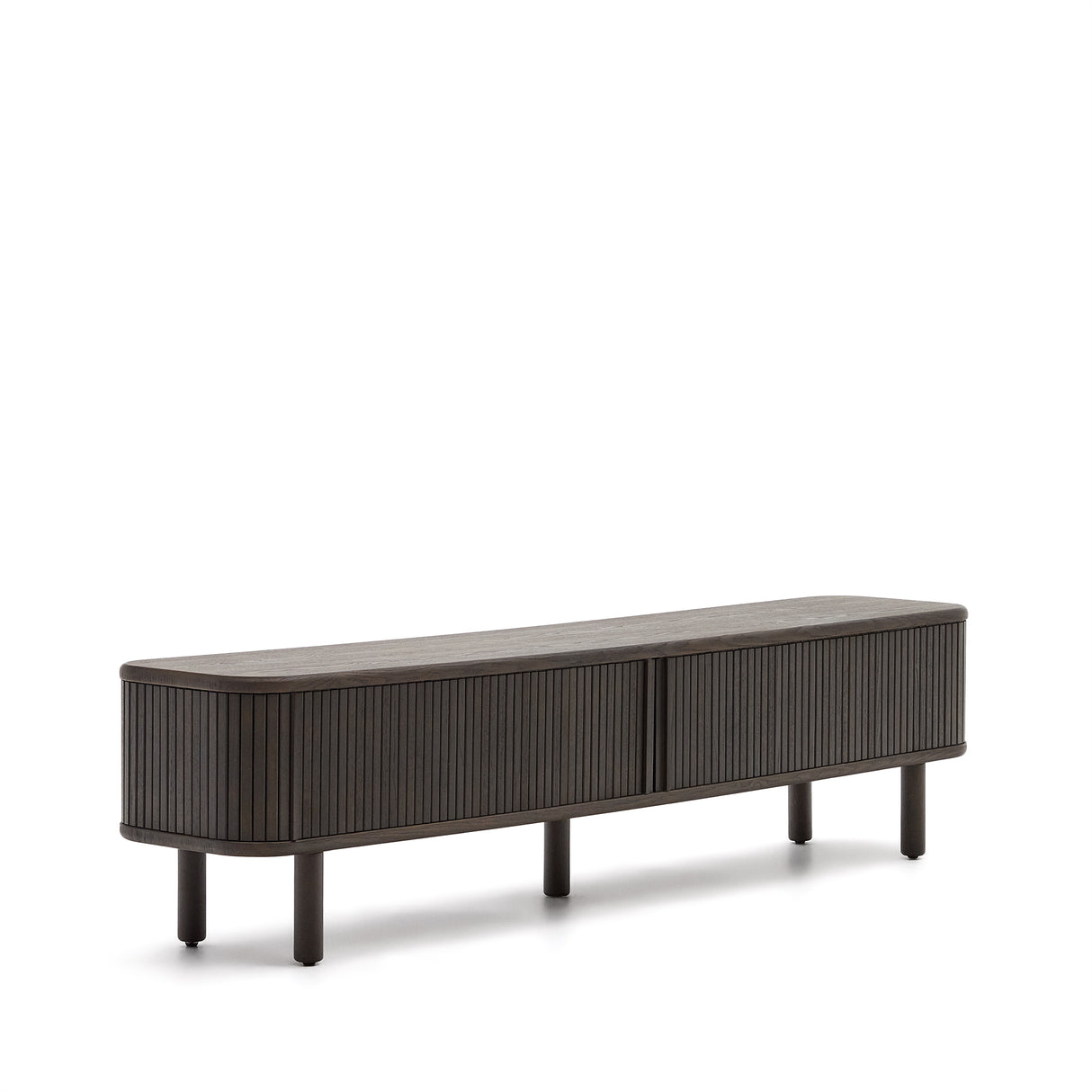 Mailen TV-Möbel 2 Türen in Eschenfurnier und dunklem Finish 200 x 50 cm - ZEN ZONE Furniture