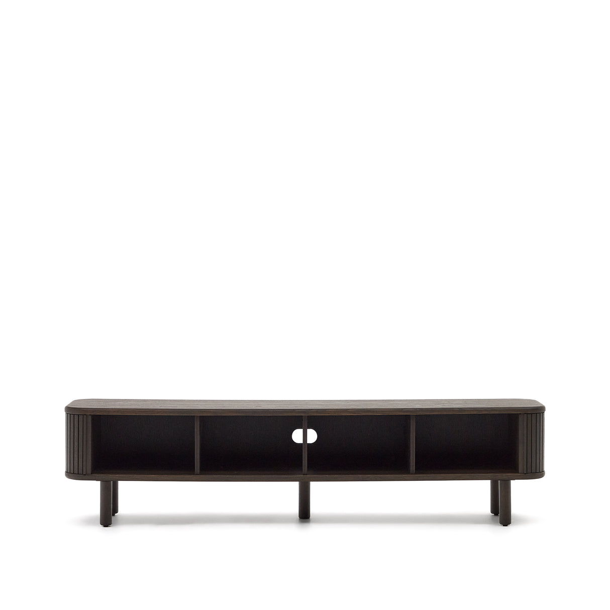 Mailen TV-Möbel 2 Türen in Eschenfurnier und dunklem Finish 200 x 50 cm - ZEN ZONE Furniture