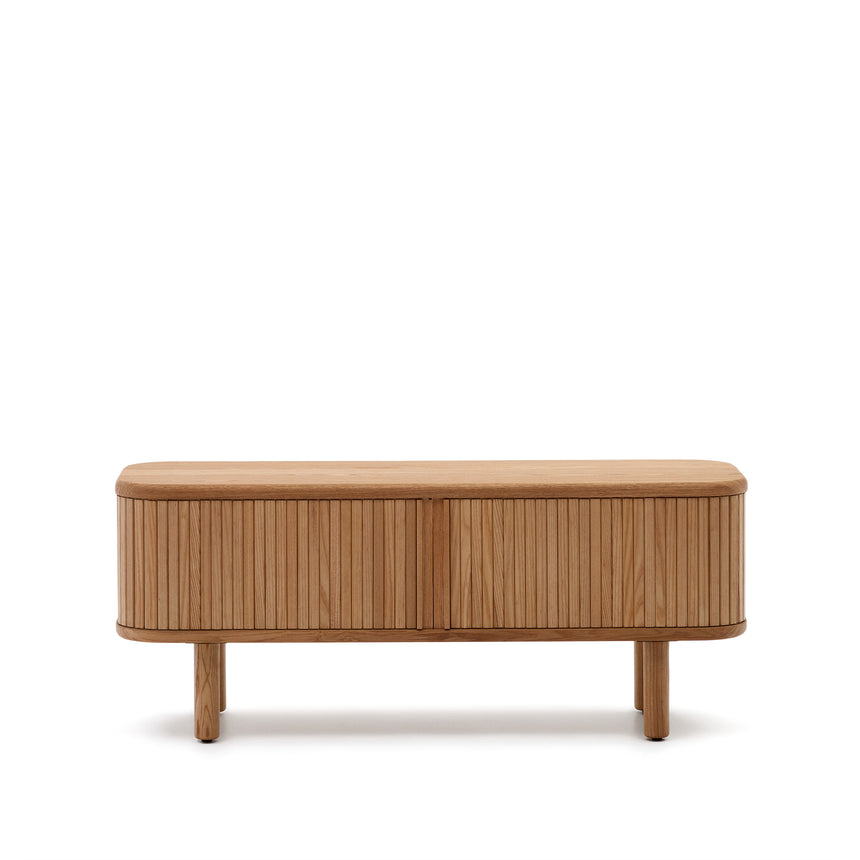 TV-Möbel Mailen 2 Türen in Eschenfurnier mit natürlichem Finish 120 x 50 cm - ZEN ZONE Furniture