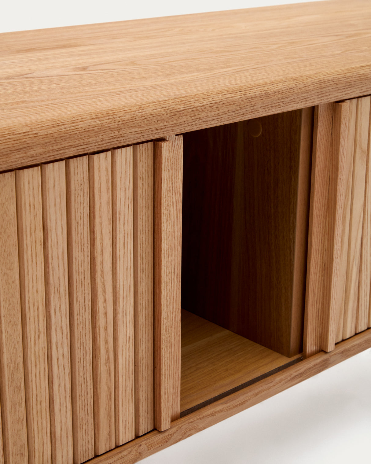 TV-Möbel Mailen 2 Türen in Eschenfurnier mit natürlichem Finish 120 x 50 cm - ZEN ZONE Furniture