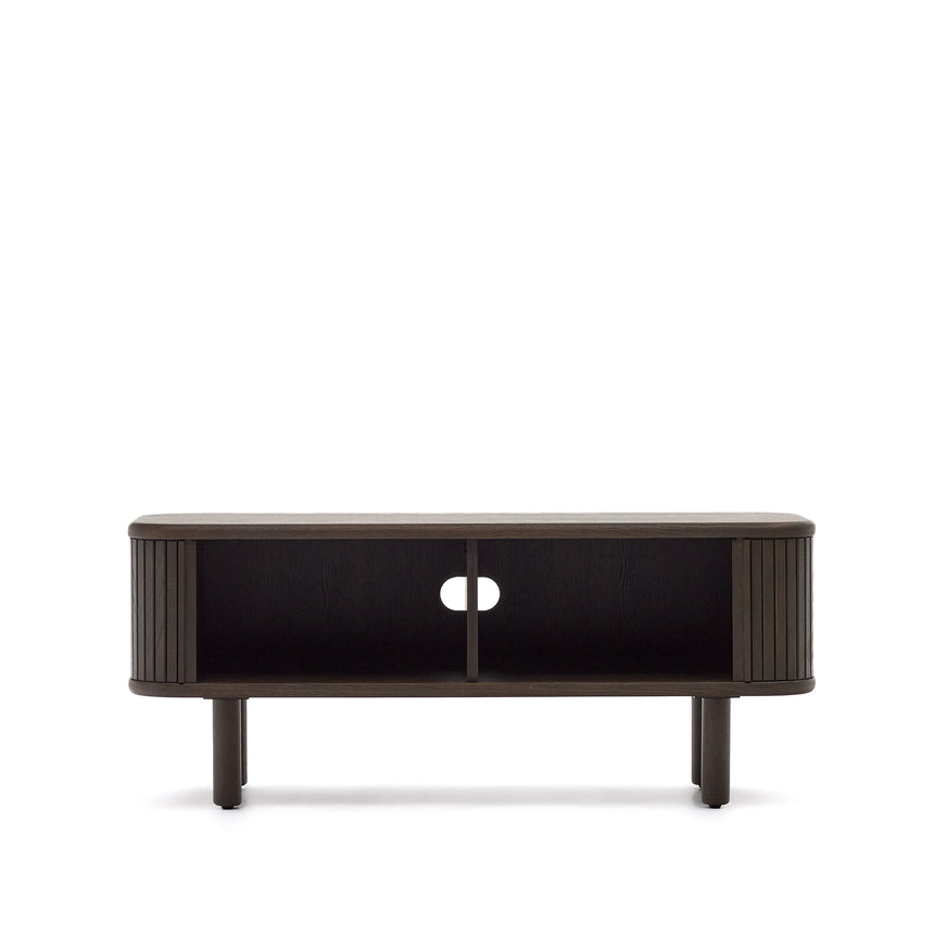 TV-Möbel Mailen 2 Türen in Eschenfurnier mit dunklem Finish 120 x 50 cm - ZEN ZONE Furniture