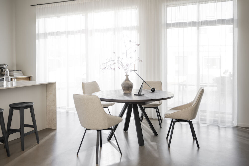 MADDOCK Esstisch Braun/Schwarz 135x135x75cm - ZEN ZONE