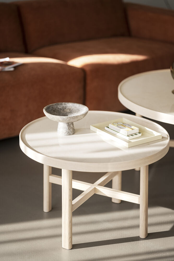 MARSDEN Couchtisch Rund Beige/Weiß pigmentiert 60x60x40cm - ZEN ZONE Furniture
