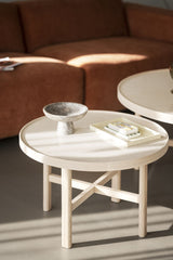 MARSDEN Couchtisch Rund Beige/Weiß pigmentiert 60x60x40cm - ZEN ZONE Furniture