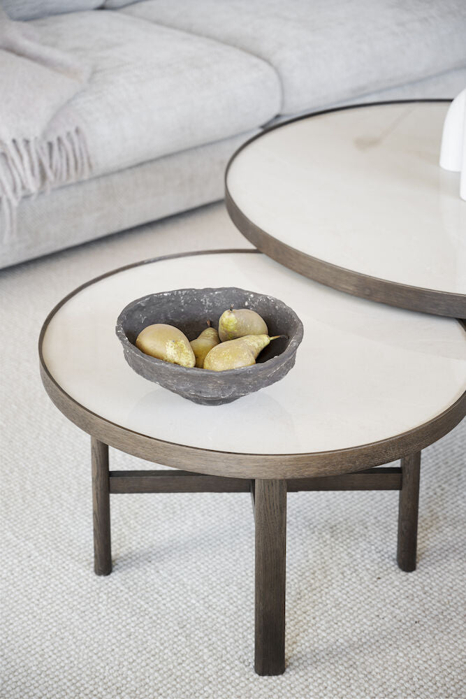 MARSDEN Couchtisch Rund Beige/braun 60x60x40cm - ZEN ZONE Furniture