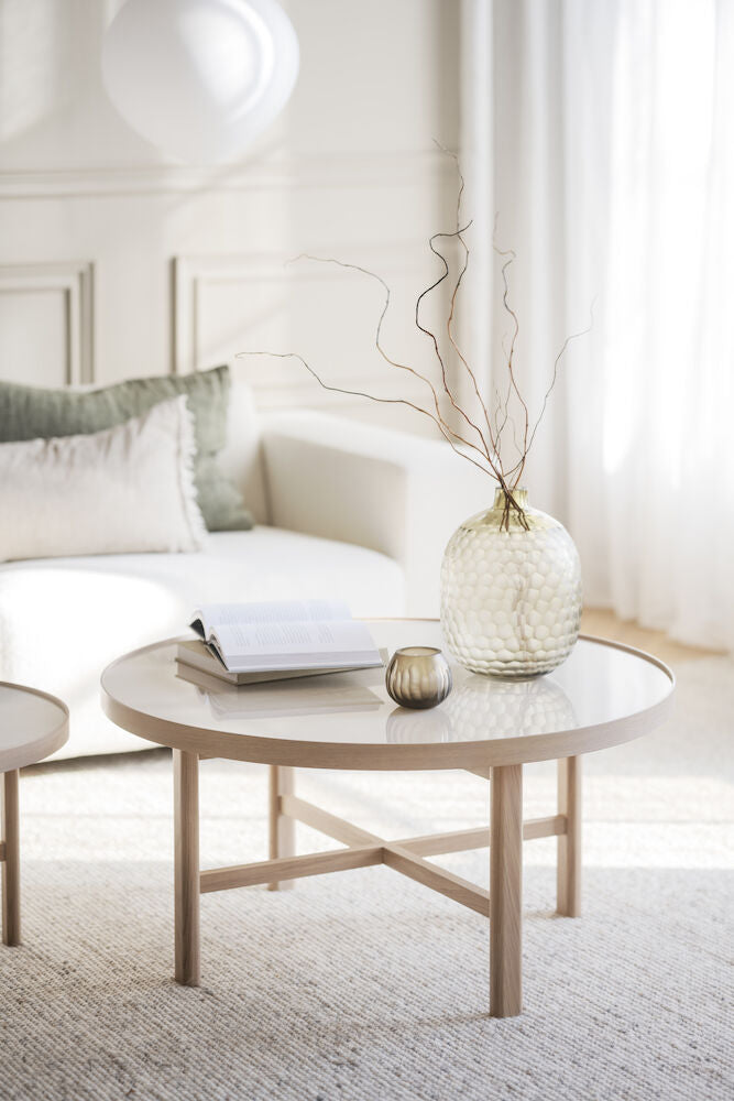 MARSDEN Couchtisch Rund Beige/Weiß pigmentiert 90x90x45cm - ZEN ZONE Furniture