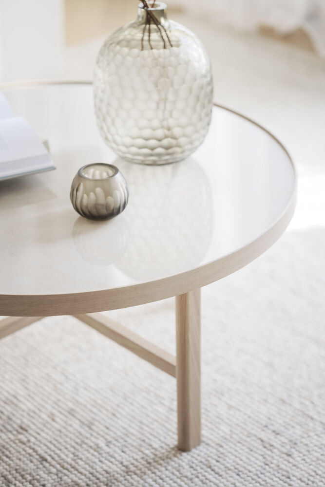 MARSDEN Couchtisch Rund Beige/Weiß pigmentiert 90x90x45cm - ZEN ZONE Furniture