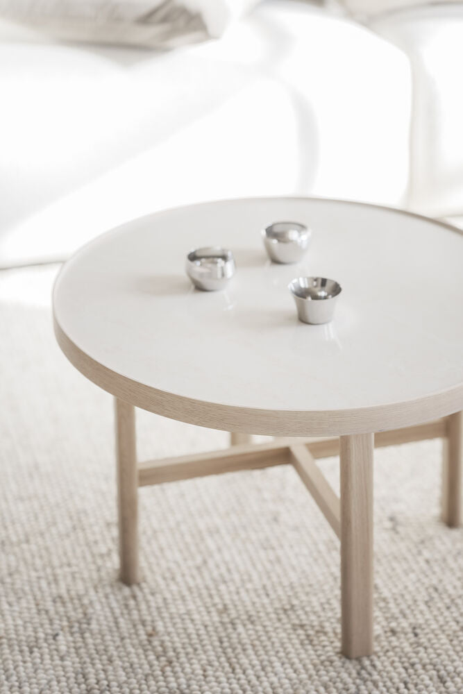 MARSDEN Couchtisch Rund Beige/Weiß pigmentiert 60x60x40cm - ZEN ZONE Furniture