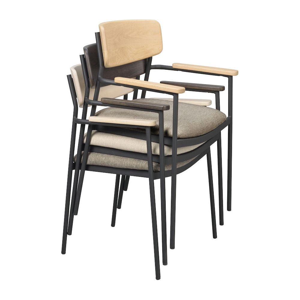 MAYMONT Esszimmerstuhl Eiche/dunkelbeige/schwarz 59x53x83cm - ZEN ZONE