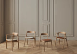 Kite Esstischstuhl aus Dunkel geölter Eiche – Gepolstert, Monza - Bouclé und Textur, Beige - ZEN ZONE Furniture