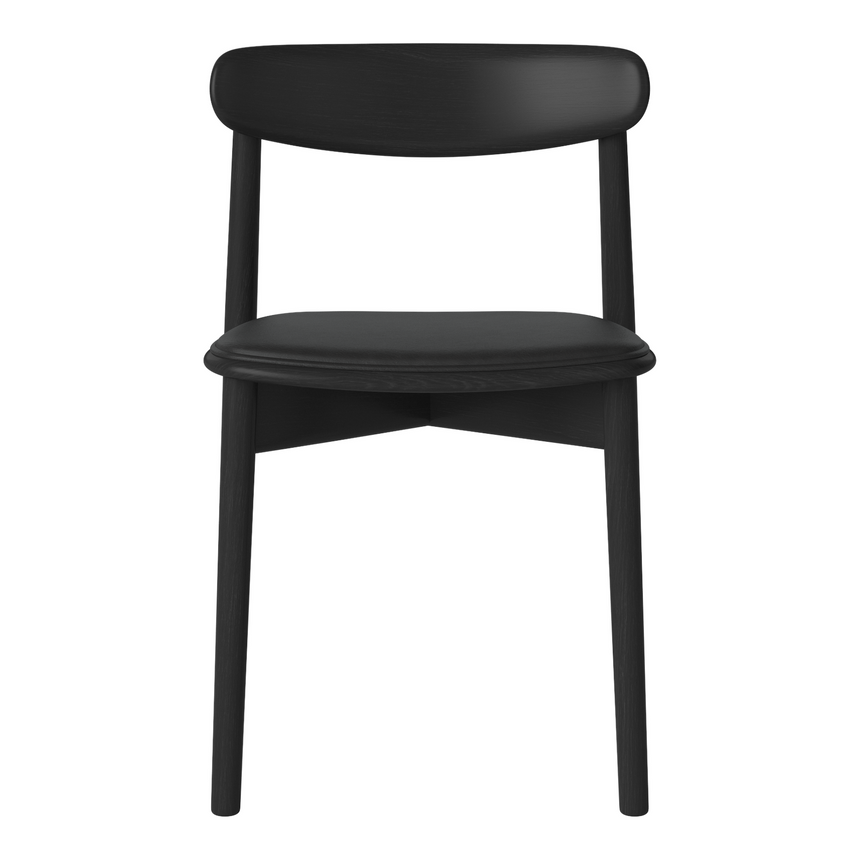 Merge Esszimmerstuhl aus schwarz lackierter Eiche gepolstert, Sydney by Spoor - Leder, Black - ZEN ZONE Furniture