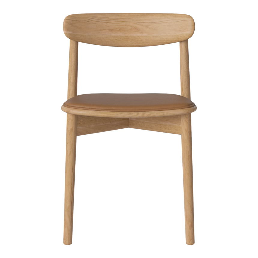 Merge Esszimmerstuhl gepolstert aus geölter Eiche, Sydney by Spoor - Leder, Cognac - ZEN ZONE Furniture