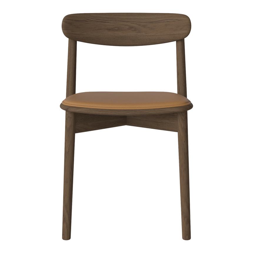 Merge Esszimmerstuhl aus dunkel geölter Eiche gepolstert, Sydney by Spoor - Leder, Light Cognac - ZEN ZONE Furniture