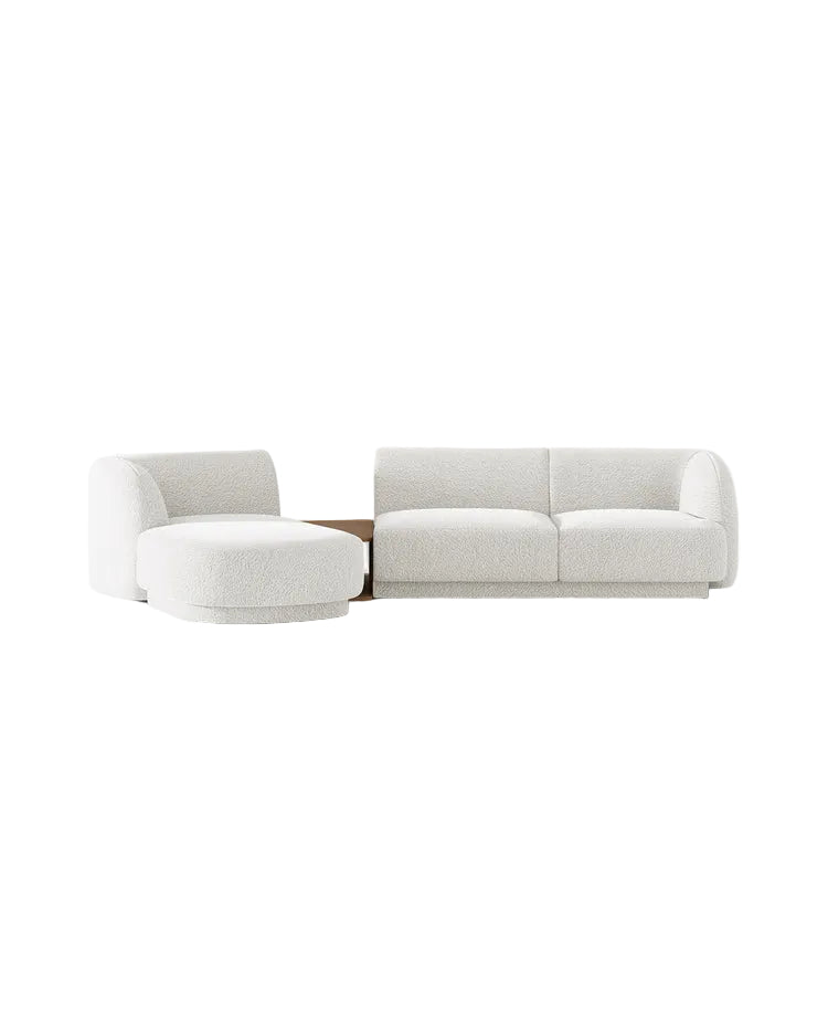 Miley Modulares 3-Sitzer Sofa, Linke Seite, aus Samt, Boucle oder Chenille, 303x178 cm - ZEN ZONE Furniture