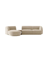 Miley Modulares 3-Sitzer Sofa, Linke Seite, aus Samt, Boucle oder Chenille, 303x178 cm - ZEN ZONE Furniture