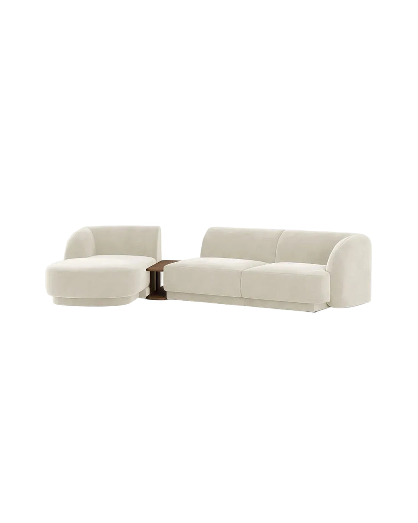 Miley Modulares 3-Sitzer Sofa, Linke Seite, aus Samt, Boucle oder Chenille, 303x178 cm - ZEN ZONE Furniture