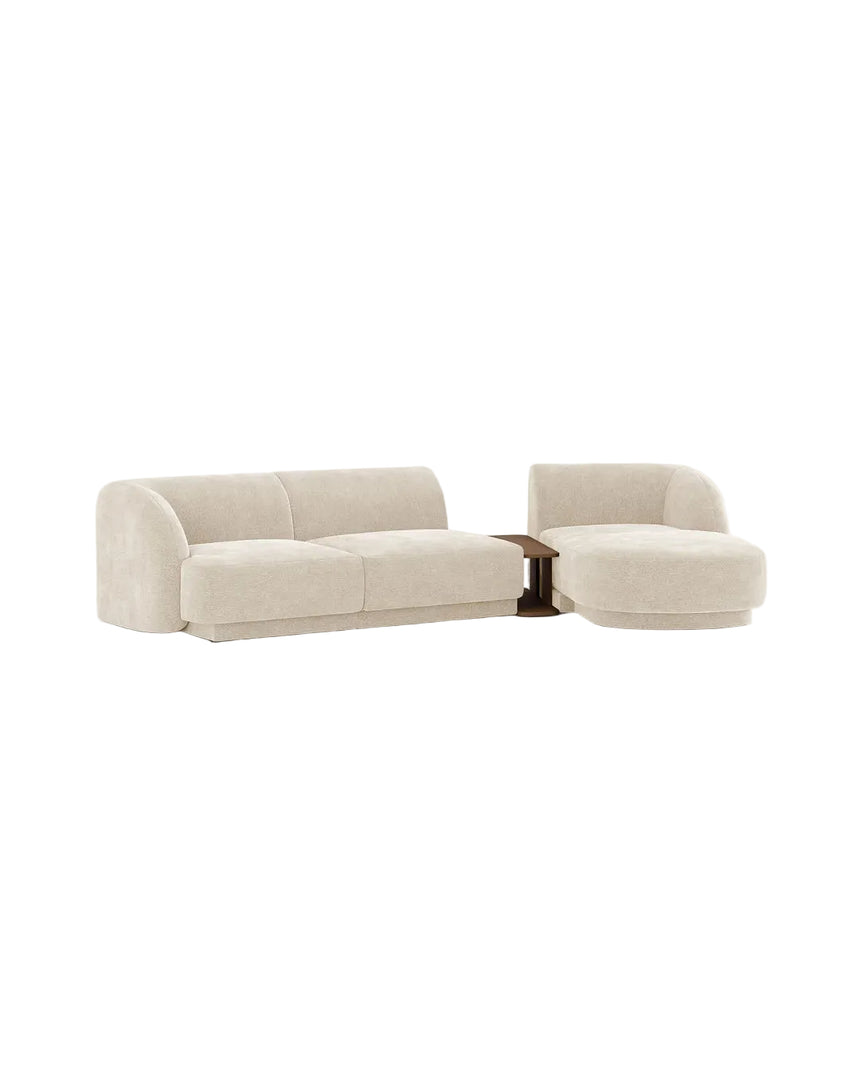 Miley Modulares 3-Sitzer Sofa, Rechte Seite, aus Samt, Boucle oder Chenille, 303x178 cm