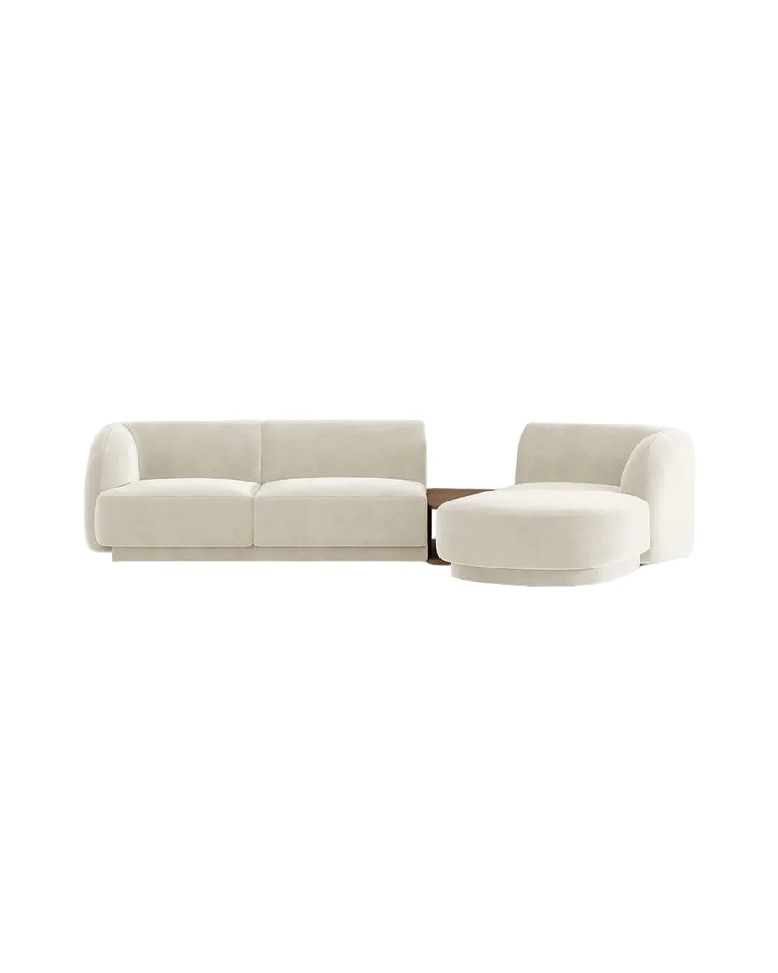 Miley Modulares 3-Sitzer Sofa, Rechte Seite, aus Samt, Boucle oder Chenille, 303x178 cm