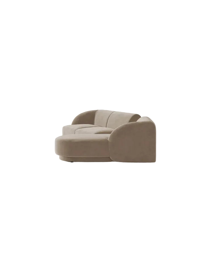 Miley Modulares 3-Sitzer Sofa, Rechte Seite, aus Samt, Boucle oder Chenille, 303x178 cm