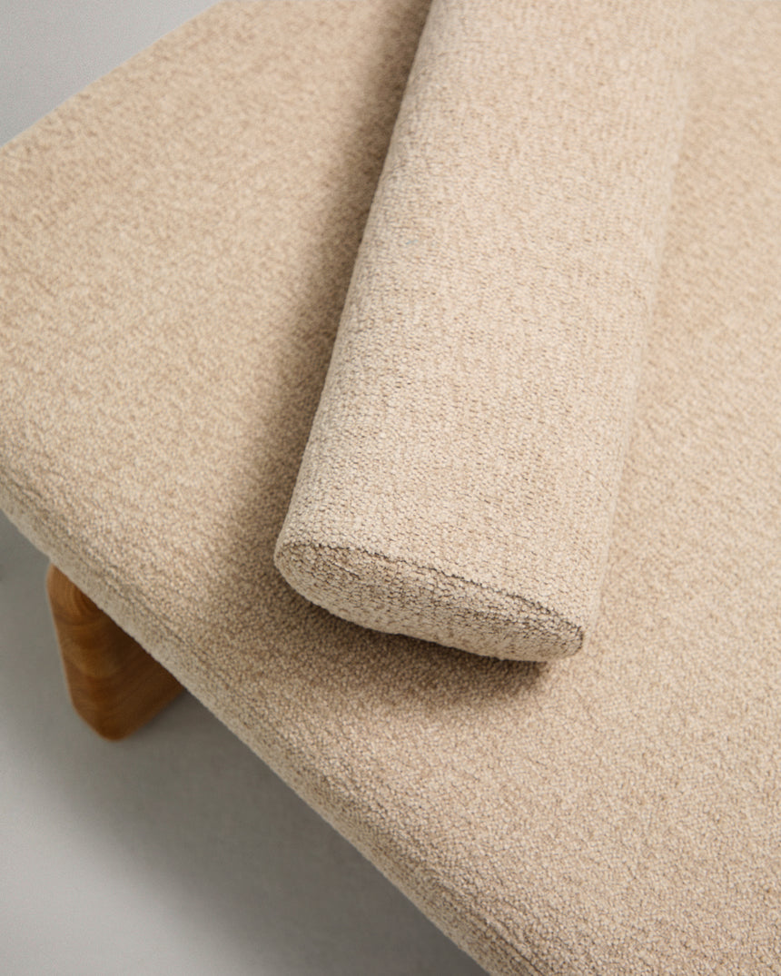 Daybed Topaz aus beigefarbenem Chenille und massivem Eschenholz mit natürlichem Finish 200 cm FSC 100% - ZEN ZONE Furniture