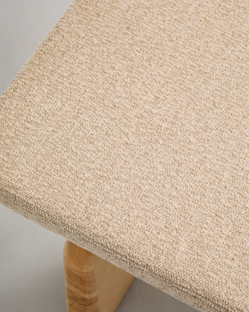 Daybed Topaz aus beigefarbenem Chenille und massivem Eschenholz mit natürlichem Finish 200 cm FSC 100% - ZEN ZONE Furniture