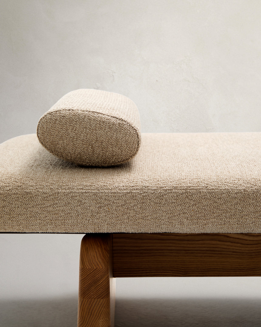Daybed Topaz aus beigefarbenem Chenille und massivem Eschenholz mit natürlichem Finish 200 cm FSC 100% - ZEN ZONE Furniture