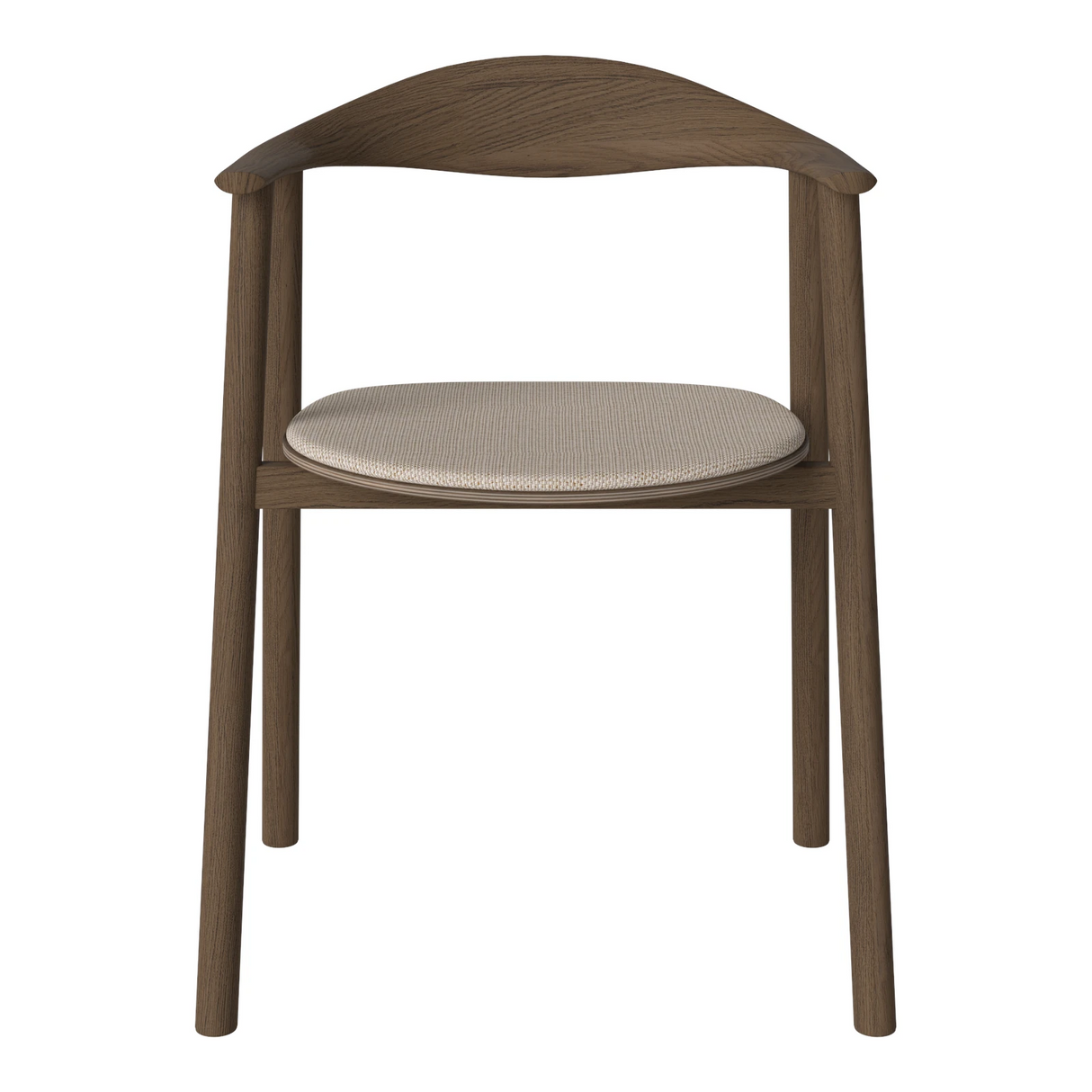 Swing Esstischstuhl aus dunkel geölter Eiche – Gepolstert, Glattes Gewebe, Light beige - ZEN ZONE Furniture
