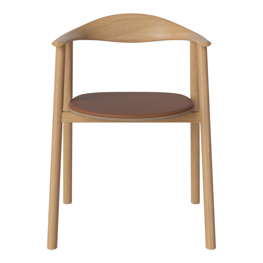 Swing Esstischstuhl aus geölter Eiche – Gepolstert, Leder, Cognac - ZEN ZONE Furniture