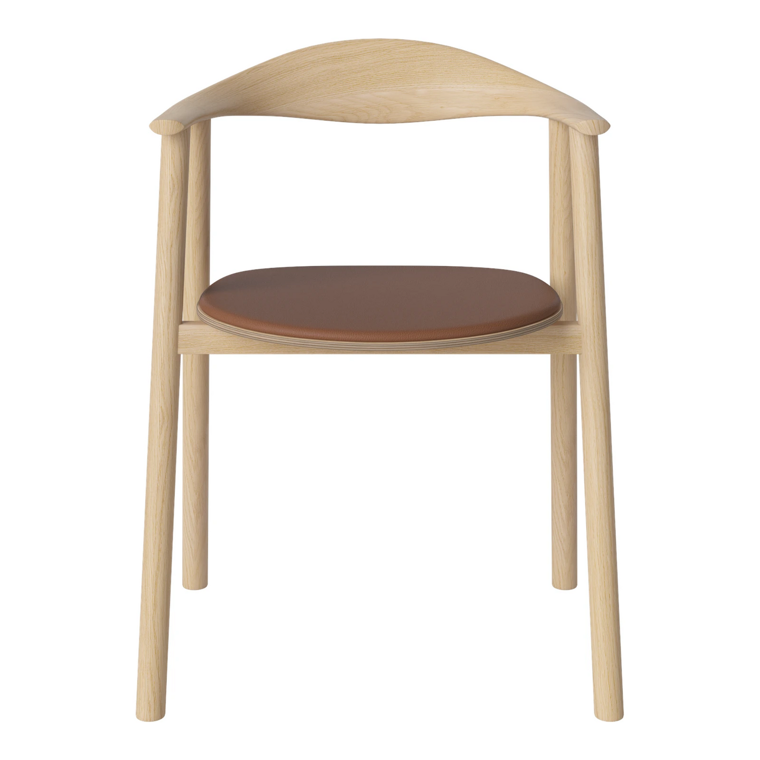Swing Esstischstuhl aus Eiche weiß pigmentiert geölt – Gepolstert, Leder, Cognac - ZEN ZONE Furniture