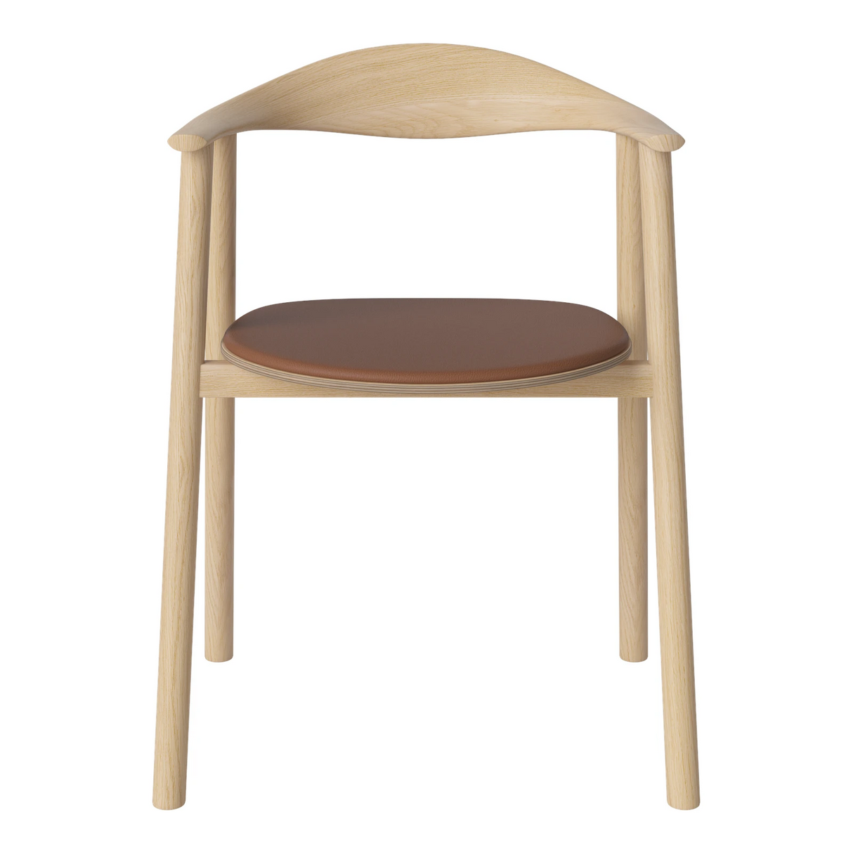 Swing Esstischstuhl aus Eiche weiß pigmentiert geölt – Gepolstert, Leder, Cognac - ZEN ZONE Furniture