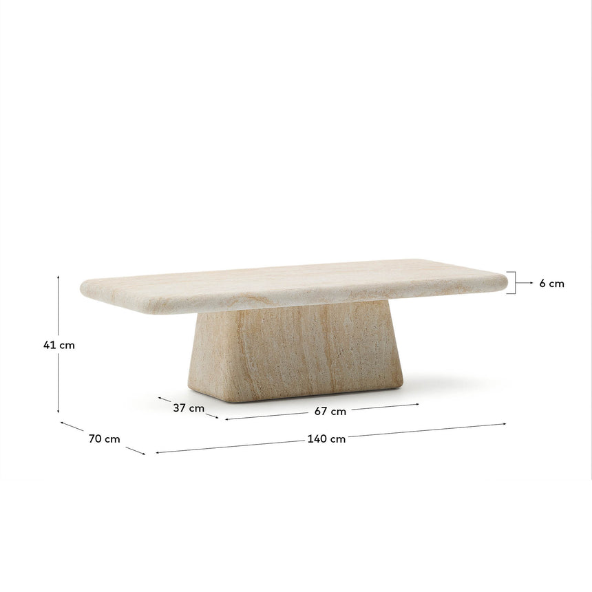 Couchtisch Drasi aus Zement in Travertinoptik 140 x 70 cm - ZEN ZONE Furniture