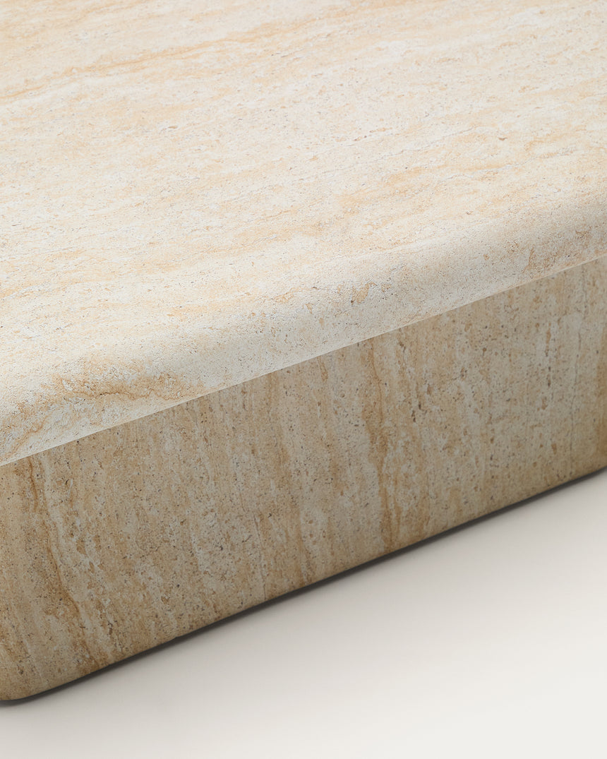 Couchtisch Drasi aus Zement in Travertinoptik 140 x 70 cm - ZEN ZONE Furniture