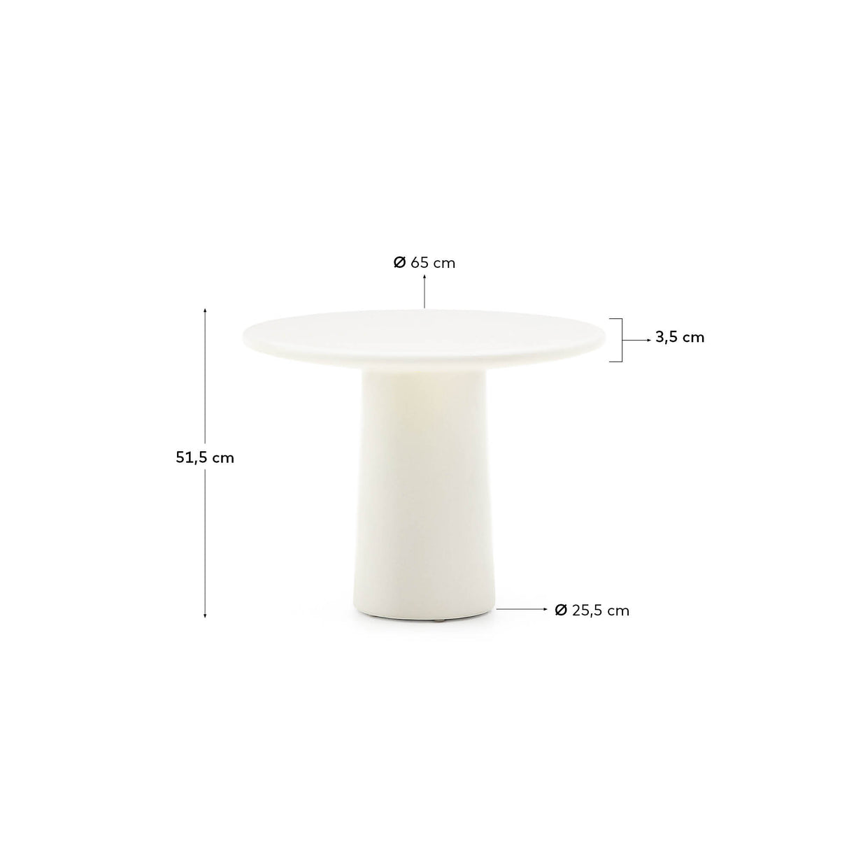 Couchtisch Albanella aus Zement mit glänzend weißem Finish Ø 65 cm
