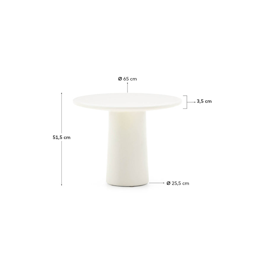 Couchtisch Albanella aus Zement mit glänzend weißem Finish Ø 65 cm - ZEN ZONE Furniture
