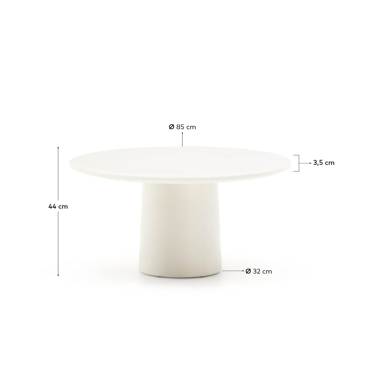 Couchtisch Albanella aus Zement mit glänzend weißem Finish Ø 85 cm
