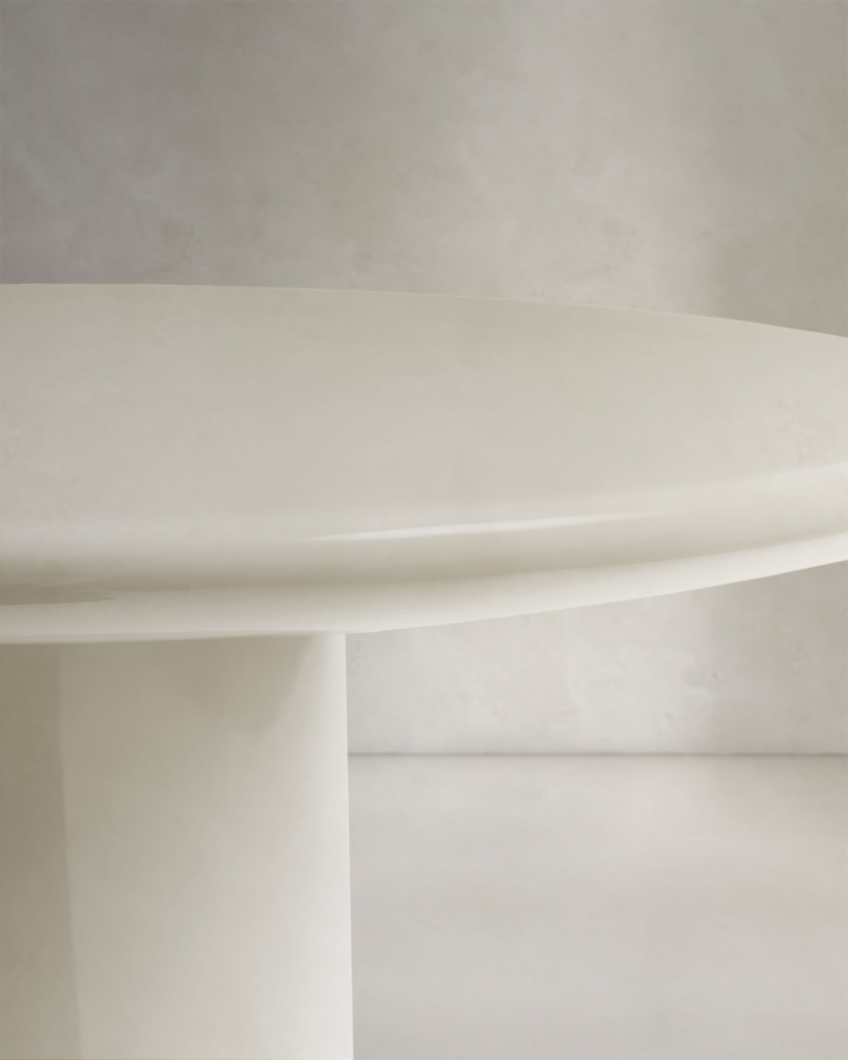 Couchtisch Albanella aus Zement mit glänzend weißem Finish Ø 85 cm