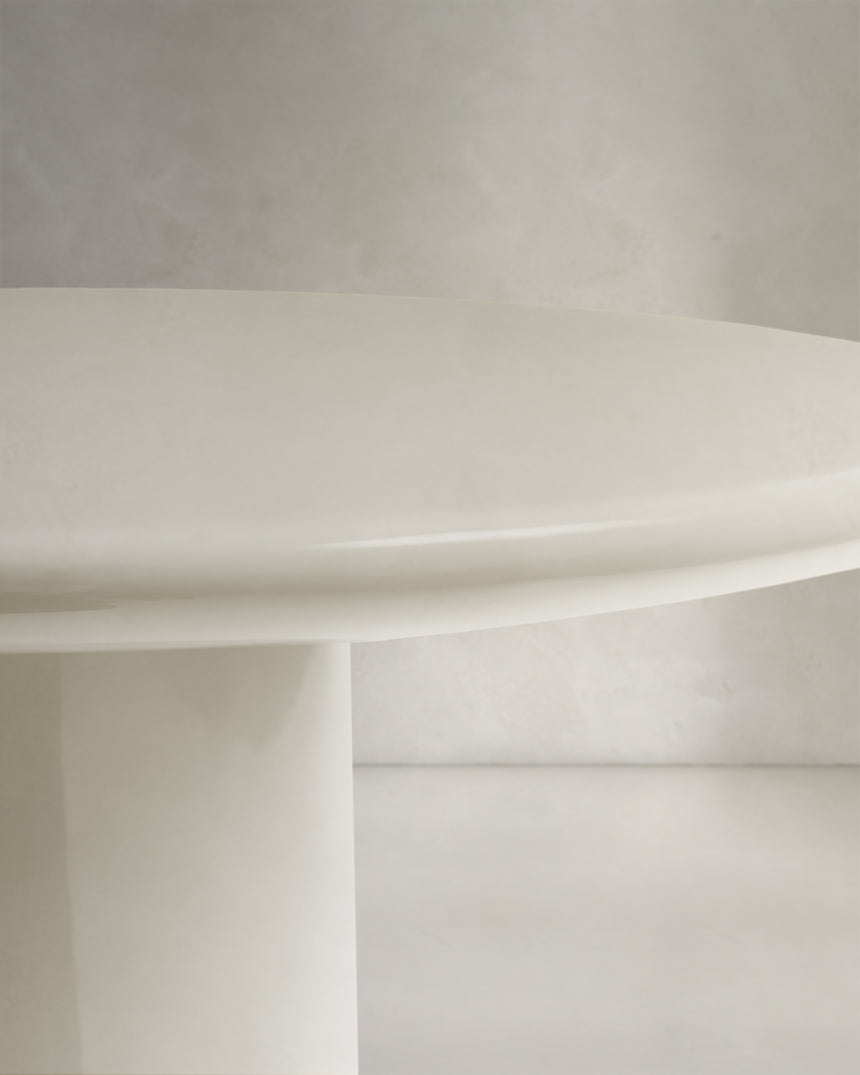Couchtisch Albanella aus Zement mit glänzend weißem Finish Ø 85 cm - ZEN ZONE Furniture