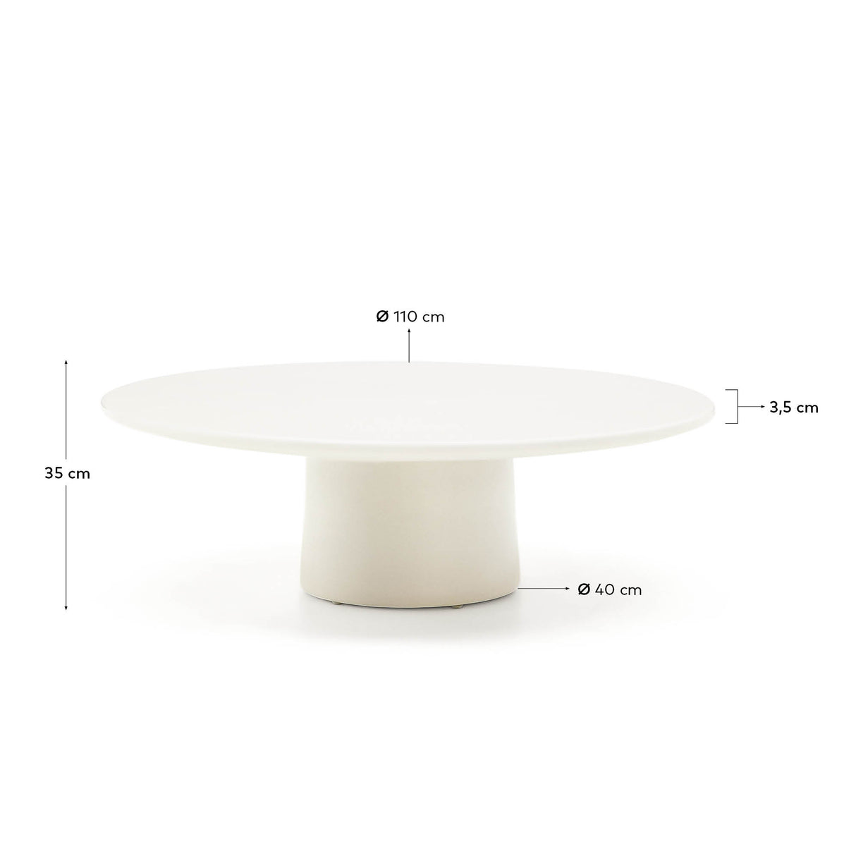 Couchtisch Albanella aus Zement mit glänzend weißem Finish Ø 110 cm