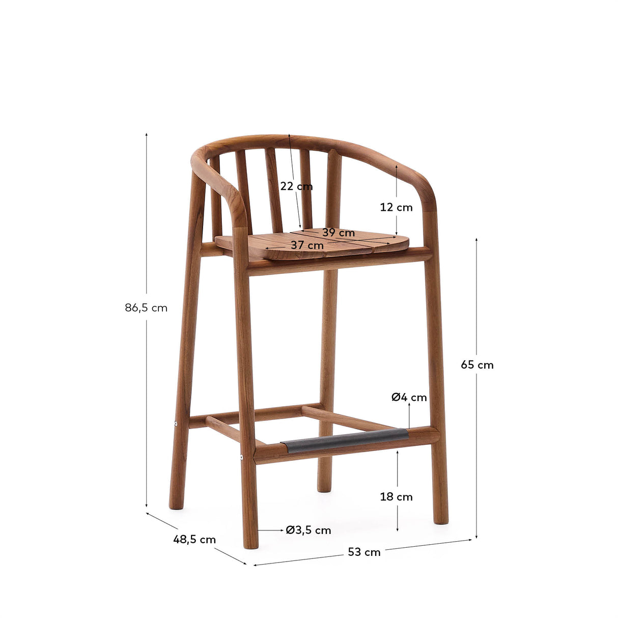 Outdoor-Hocker Turqueta aus massivem Teakholz FSC 100%, Höhe 65 cm