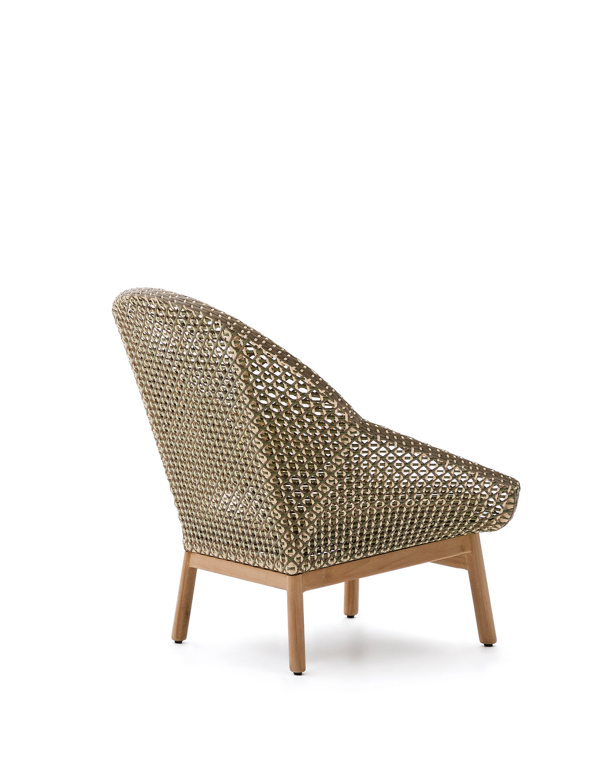 Sessel Olbia mit hoher Rückenlehne aus synthetischem Rattan und massivem Teakholz FSC 100 %