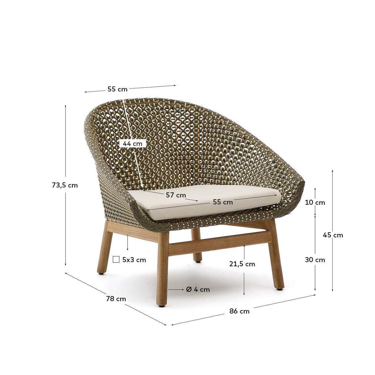 Sessel Olbia aus synthetischem Rattan und massivem Teakholz FSC 100 %