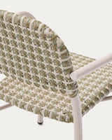 Stapelbarer Stuhl Tuccia aus Aluminium sowie Kunstrattan in Beige und Grün - ZEN ZONE Furniture